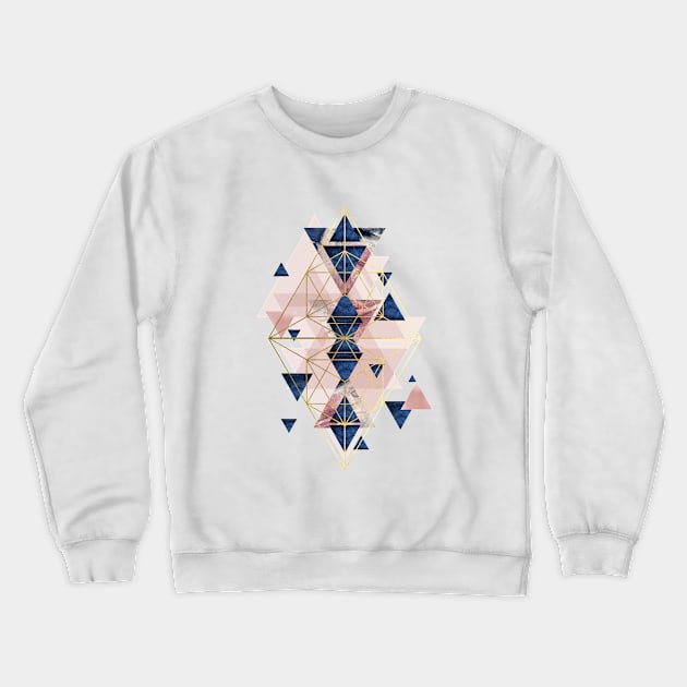 Blush Pink and Navy Geometric Crewneck Sweatshirt by UrbanEpiphany